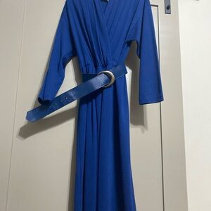 Elegant Blue Long Sleeve Dress